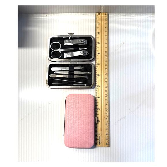 Nails Manicure Travel 8pc Mini Grooming Set Scissors Clippers Pink Hard Case - Picture 5 of 6